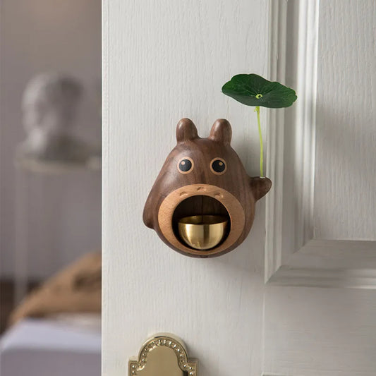 Totoro Wood Door Bell Black Walnut Cartoon Dopamine Wind Chime