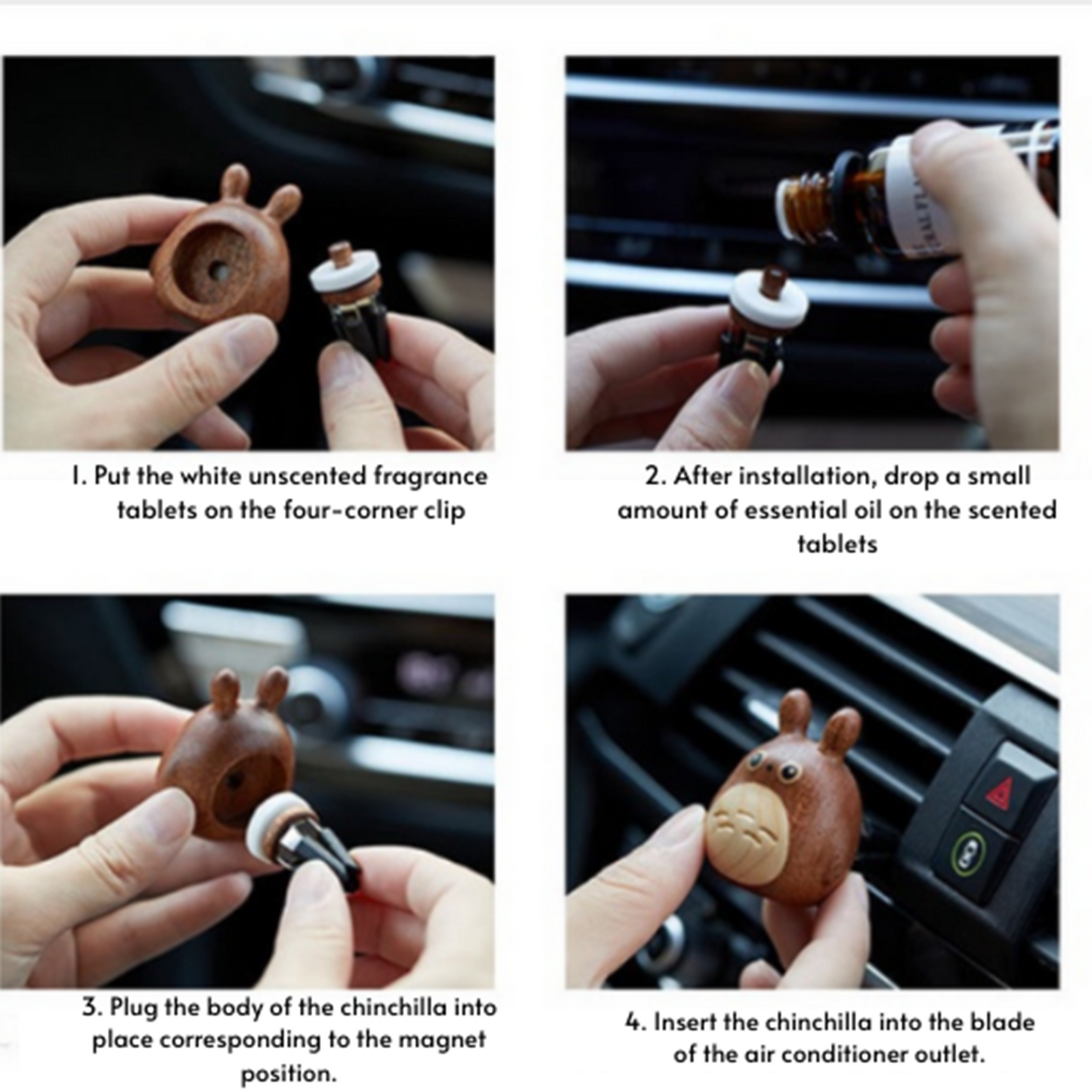 Wood Car Aromatherapy Diffuser - Totoro Design | Cute Wooden Car Air Freshener (oil not included)